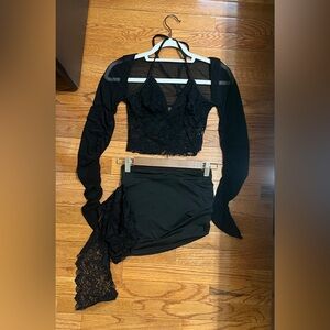 Black Mesh & Lace Two-Piece Set